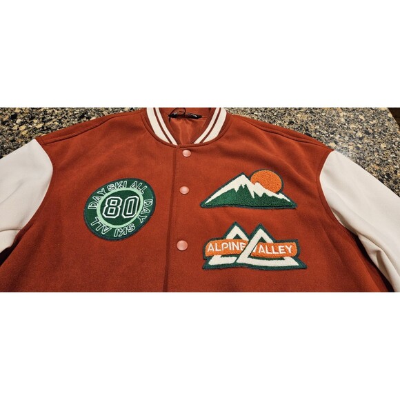 Zara SKIING Men's ALPINE VALLEY Letterman JACKET sz XL varsity (has Stains) - Picture 3 of 9